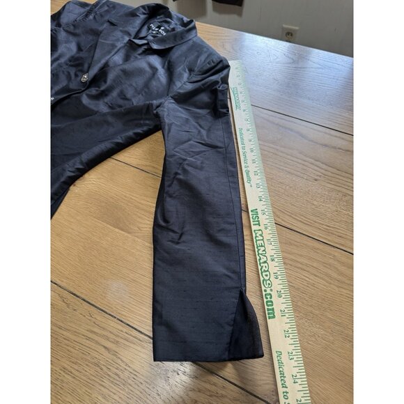 PILAR ROSSI Cropped Black Silk Jacket Size 8 Buttons Lightweight USA Made Formal - Picture 6 of 10